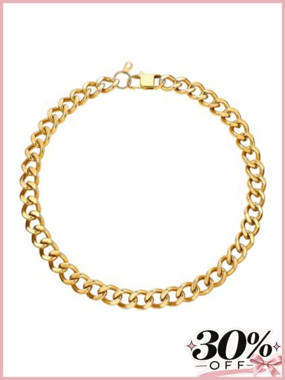 Chunky Cuban Link Chain Stainless Steel Necklace Hip Hop Statement Jewelry